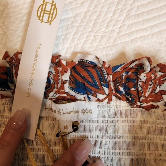 NWT House of Harlow smocked marbled rust skirt. M - Picture 4 of 13